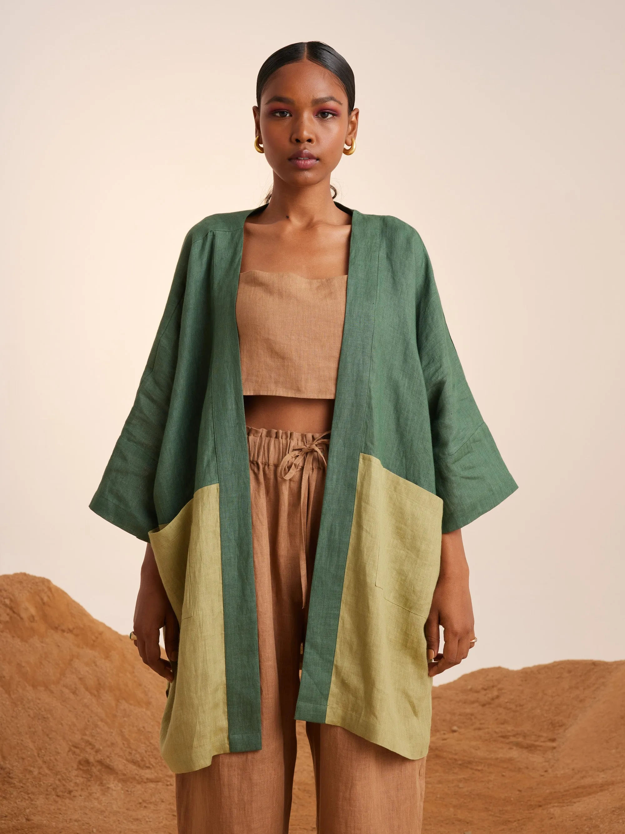 Summer Co-Ord Set Of 3 Cape June-Fern-Macha-Sand-Linen-Ss25-Jcs3-Fms-Cord