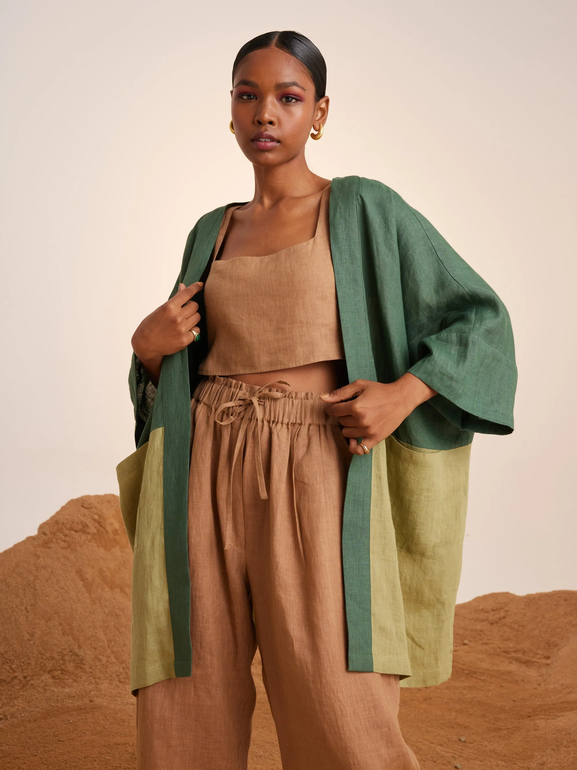 Summer Co-Ord Set Of 3 Cape June-Fern-Macha-Sand-Linen-Ss25-Jcs3-Fms-Cord