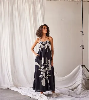 Summer Dress Cotton Printed-Black White-Fashion Edit Indian Summer-KW807-Khara Kapas