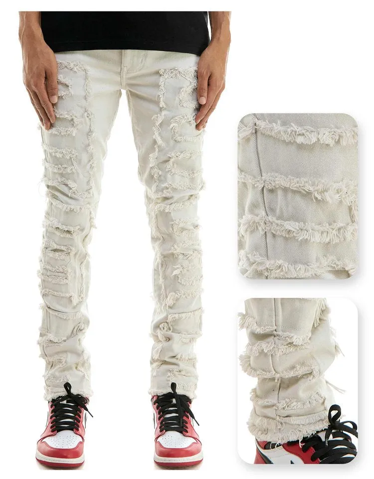 Symmetrical Patched Pants - Skinny Fit