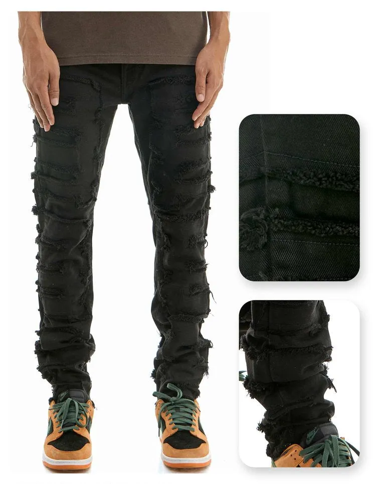 Symmetrical Patched Pants - Skinny Fit