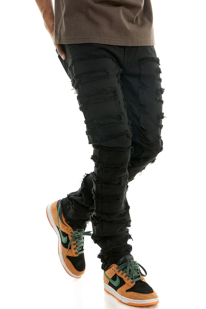 Symmetrical Patched Pants - Skinny Fit