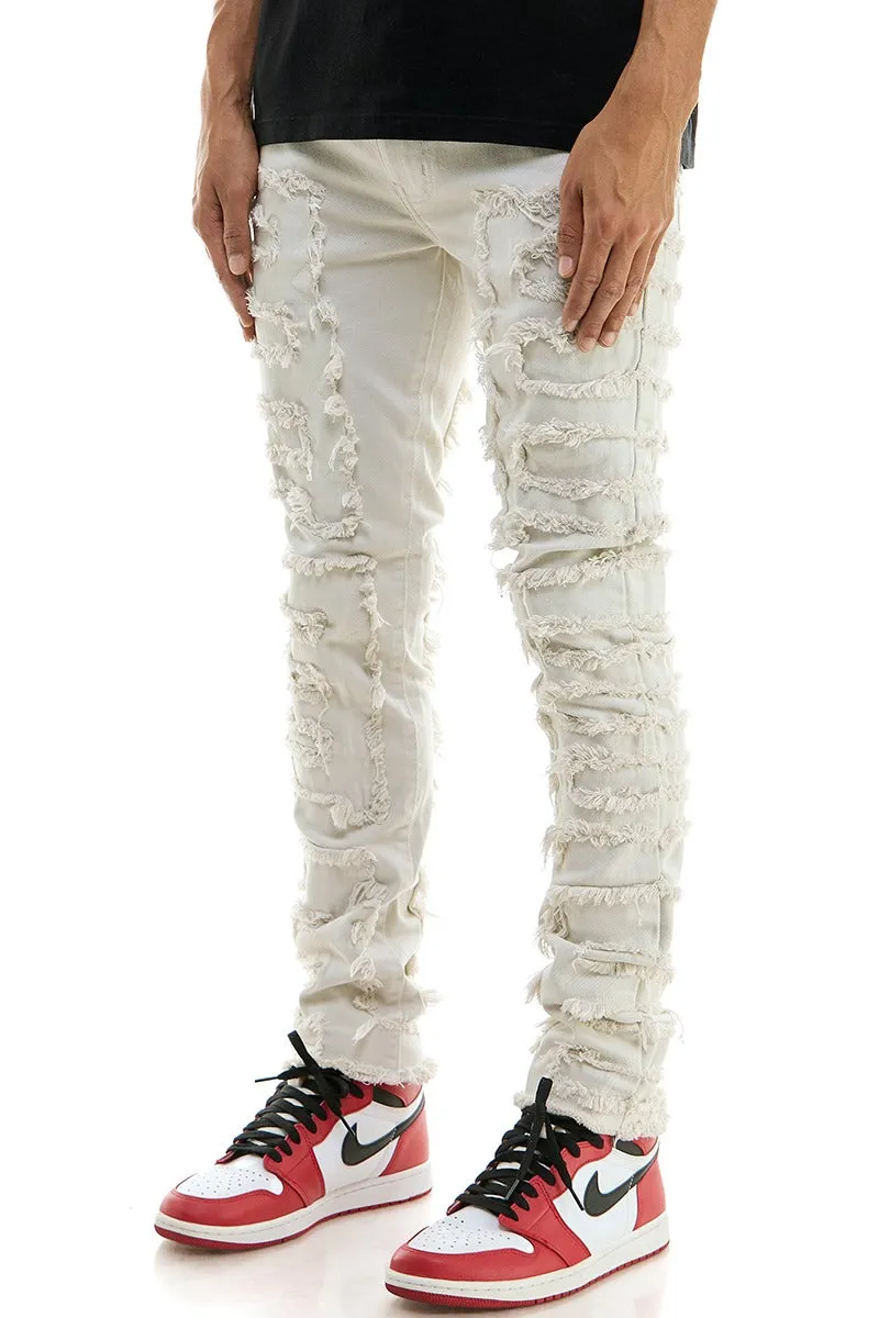 Symmetrical Patched Pants - Skinny Fit