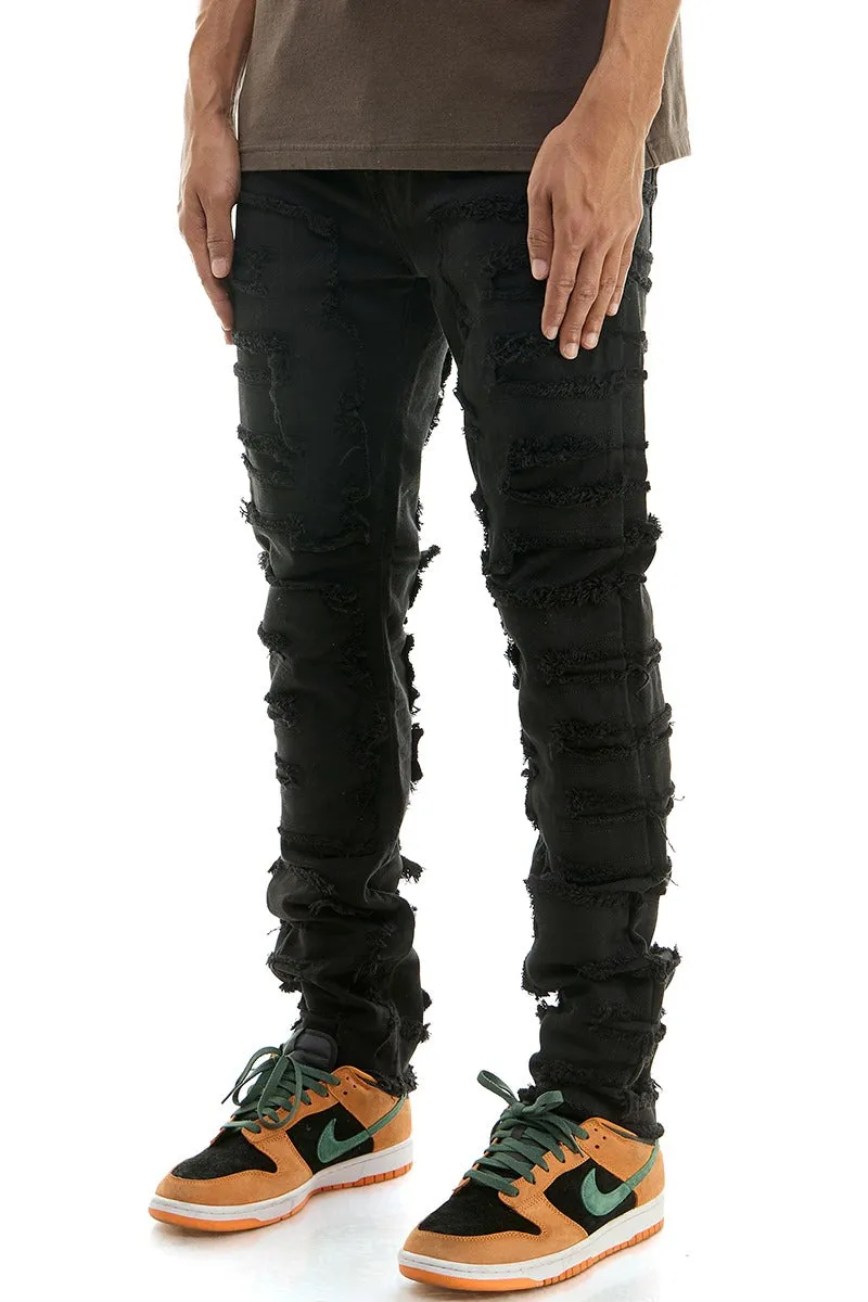 Symmetrical Patched Pants - Skinny Fit