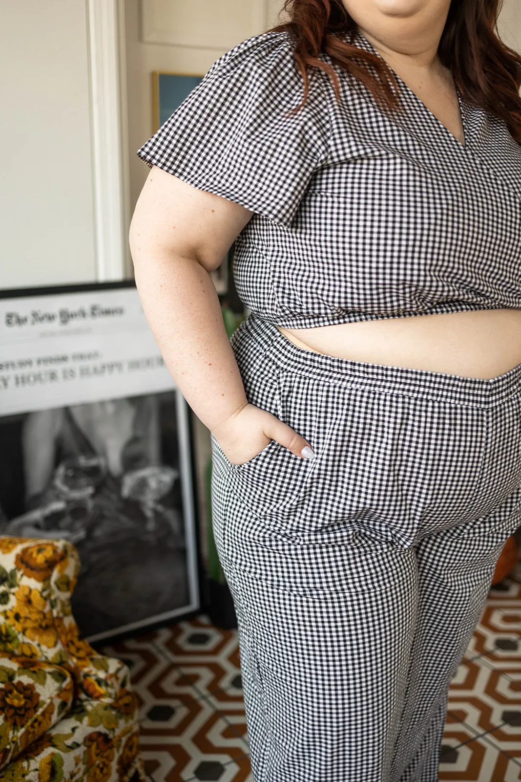 tate pant in gingham
