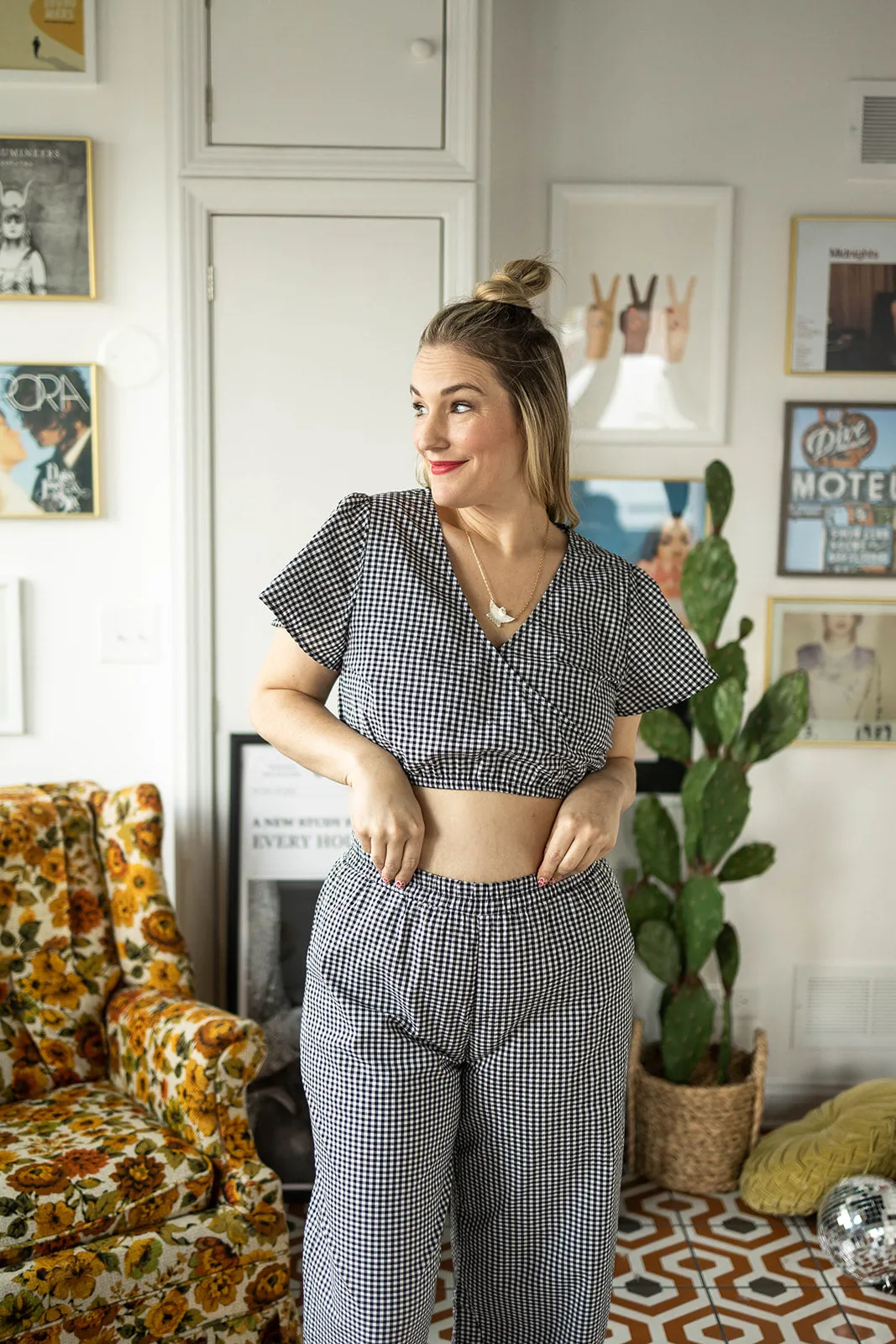 tate pant in gingham