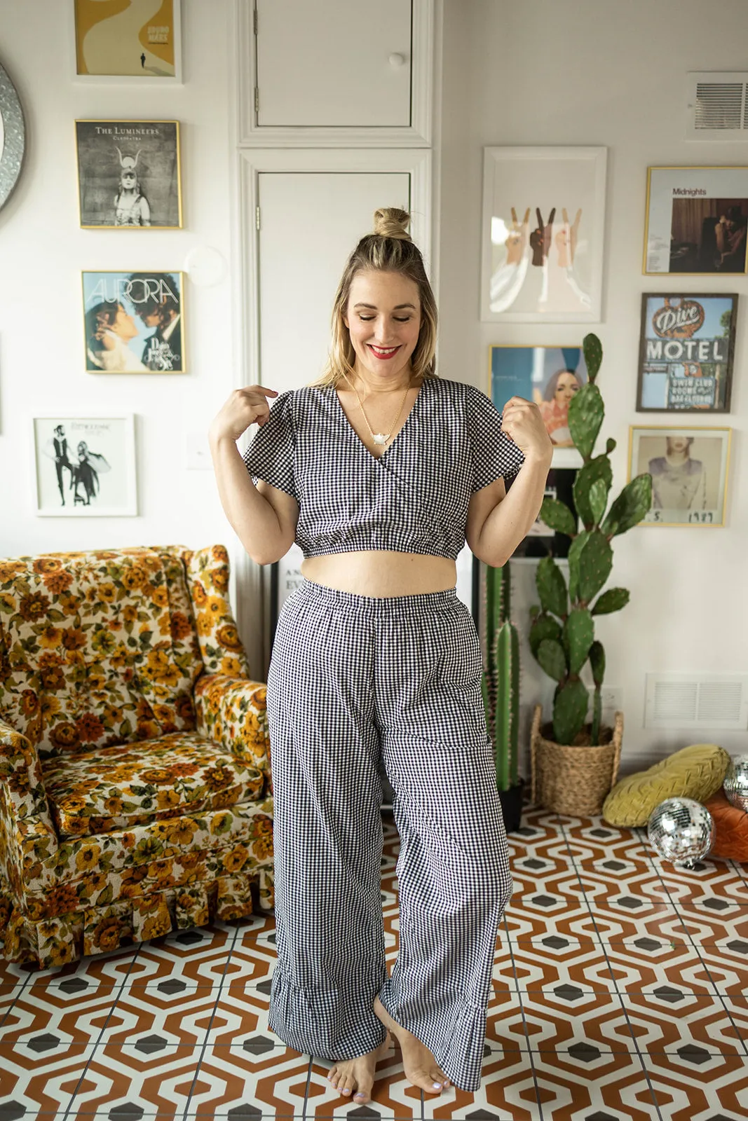 tate pant in gingham