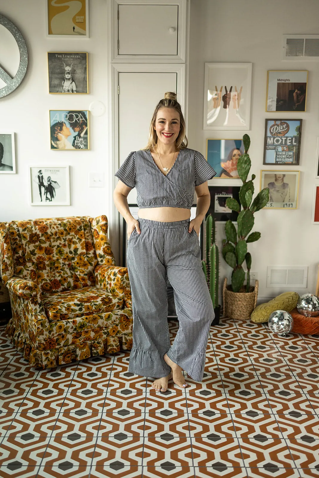 tate pant in gingham