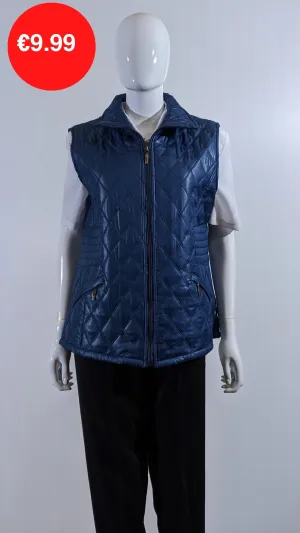 Teal Diamond Quilted Waistcoat with Zipped Pockets