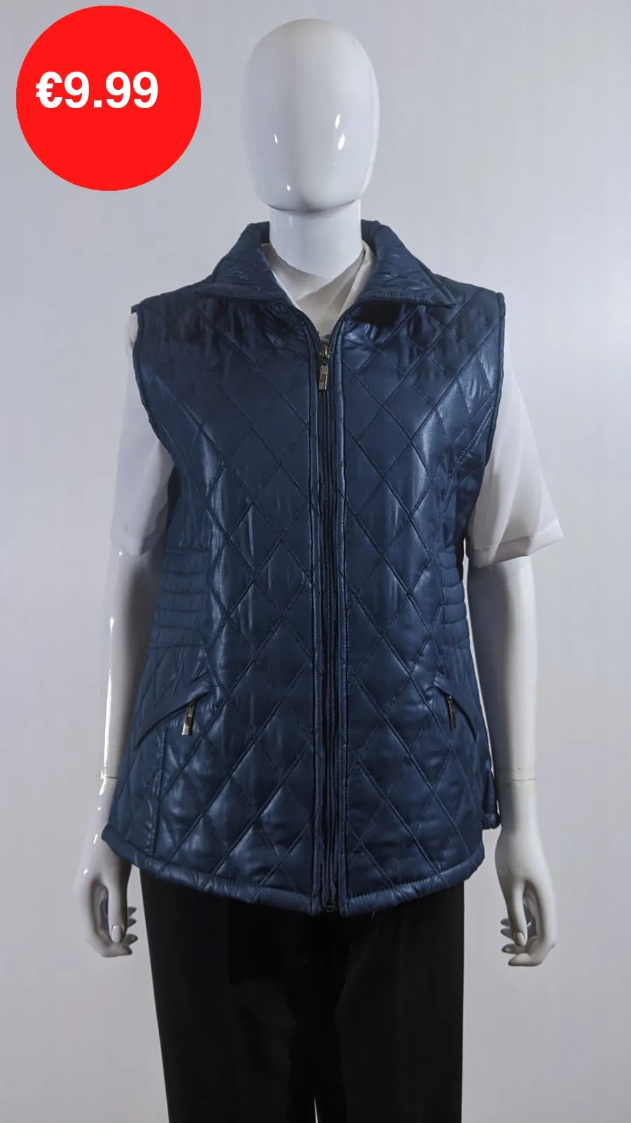 Teal Diamond Quilted Waistcoat with Zipped Pockets
