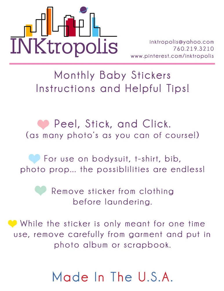Trendy Tot Baby Month Stickers - Tie Shaped