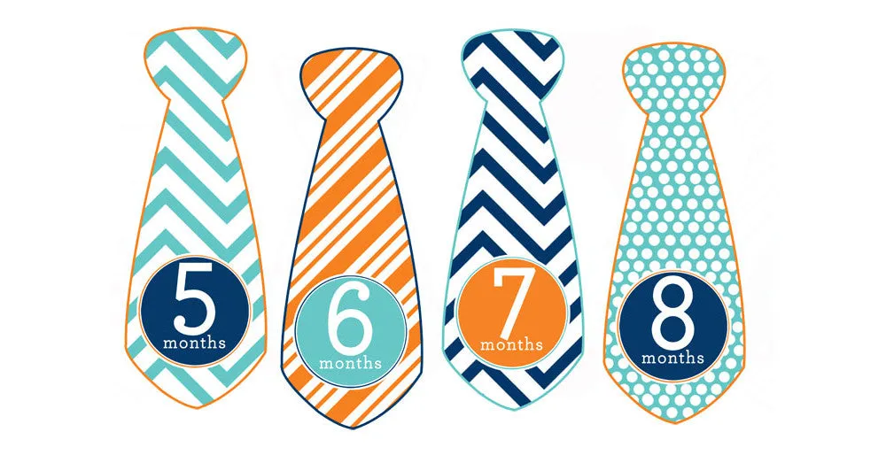 Trendy Tot Baby Month Stickers - Tie Shaped