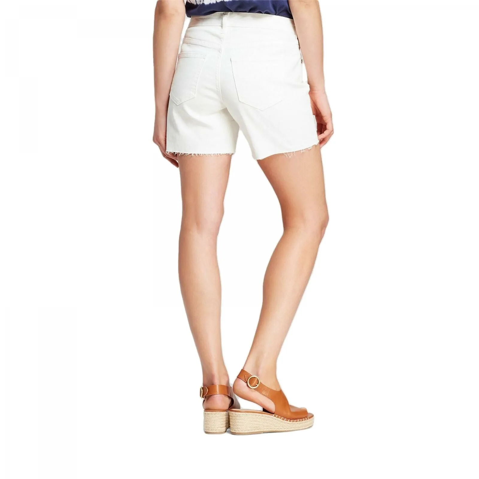 Universal Thread Women's Mid Rise Raw Hem Boyfriend Jean Shorts White