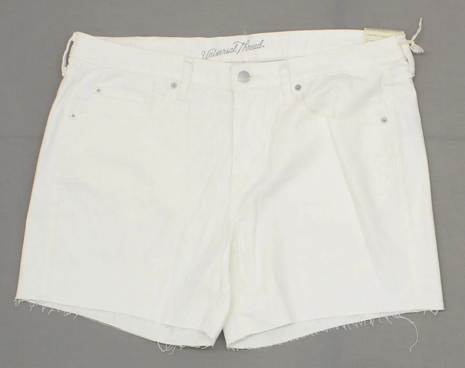 Universal Thread Women's Mid Rise Raw Hem Boyfriend Jean Shorts White