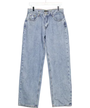 White Fox Fashion Society Mid Rise Straight Leg Jeans Blue Wash UK L