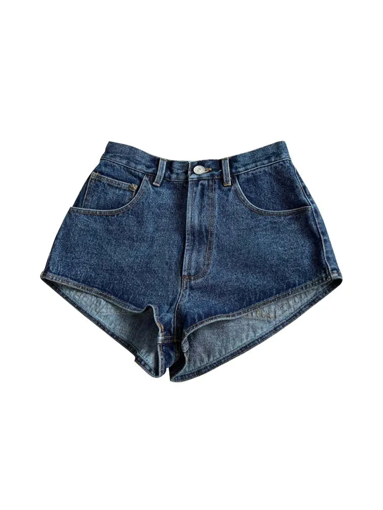 Women's Blue Denim Shorts Loose Jean Shorts Y2k Aesthetic Oversized Wide Cowboy Short Pants