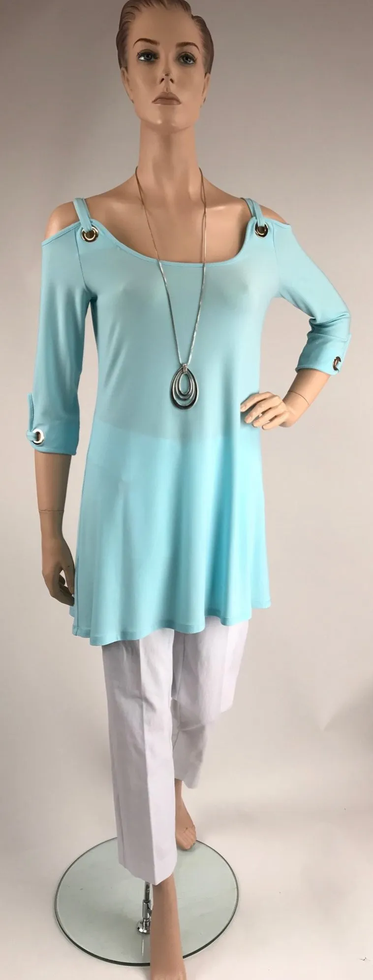 Women's Joseph Ribkoff | Swing Tunic with Silver Accents | Aquamarine