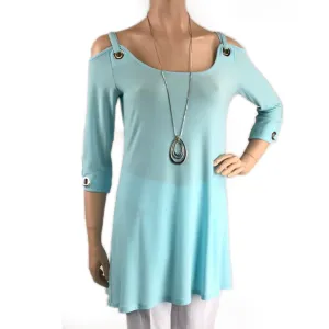 Women's Joseph Ribkoff | Swing Tunic with Silver Accents | Aquamarine