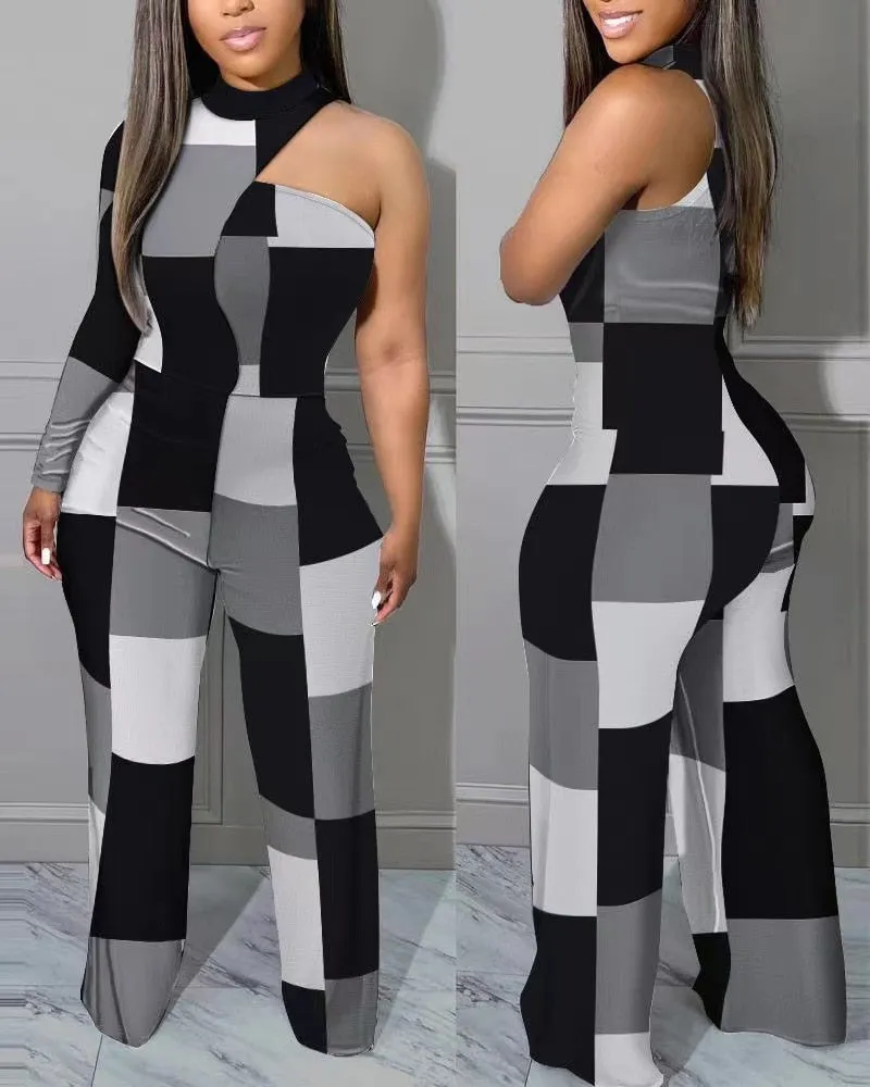 Women's Jumpsuit Fashion Print Pants Sexy Off Shoulder Elegant Jumpsuit