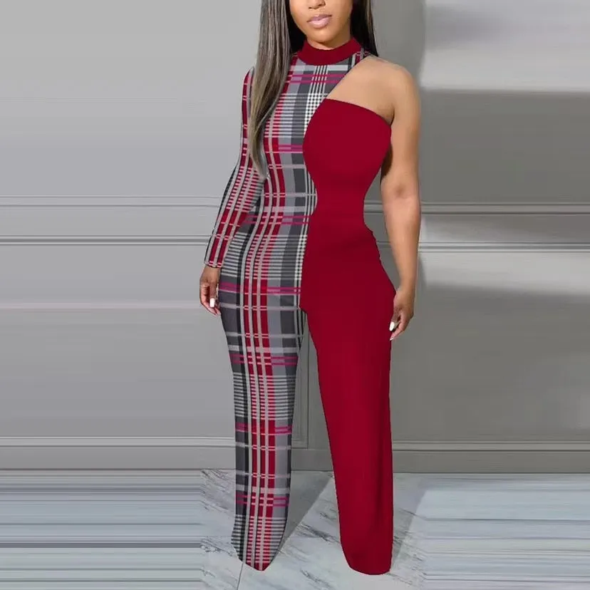 Women's Jumpsuit Fashion Print Pants Sexy Off Shoulder Elegant Jumpsuit