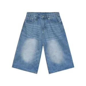 Women's Retro Wide Leg Baggy Jean Shorts Casual Denim Shorts Aesthetic High Waist Loose Shorts New Fashion Punk Shorts