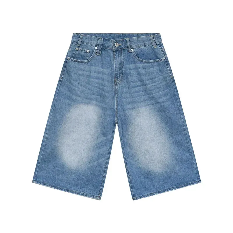 Women's Retro Wide Leg Baggy Jean Shorts Casual Denim Shorts Aesthetic High Waist Loose Shorts New Fashion Punk Shorts