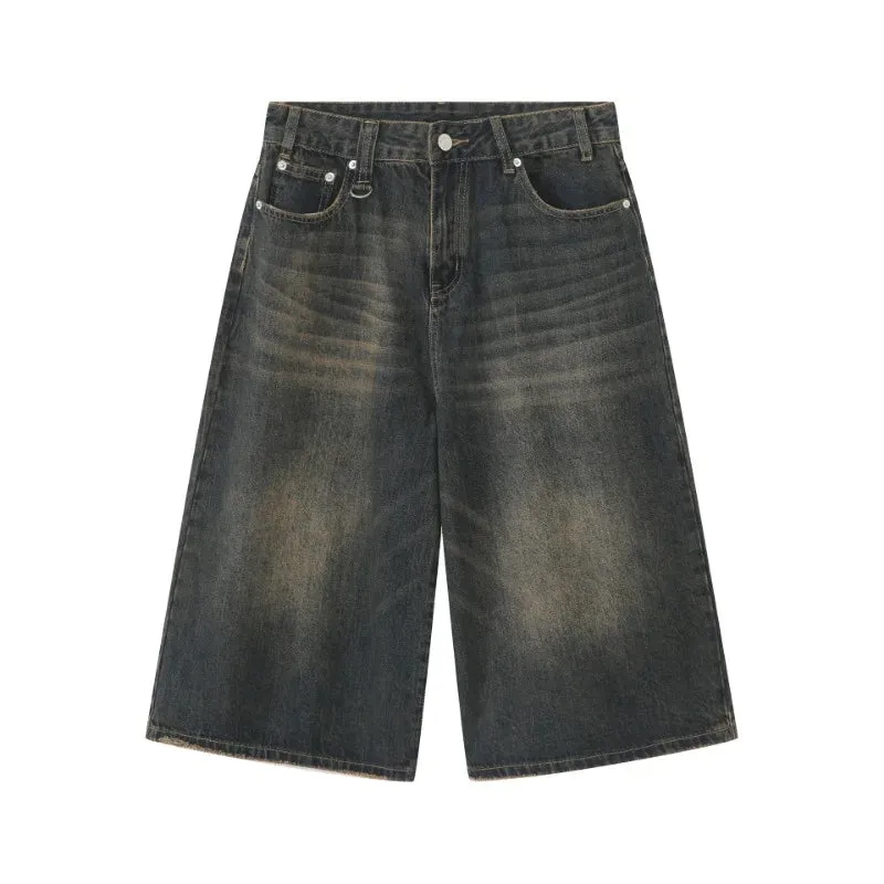Women's Retro Wide Leg Baggy Jean Shorts Casual Denim Shorts Aesthetic High Waist Loose Shorts New Fashion Punk Shorts