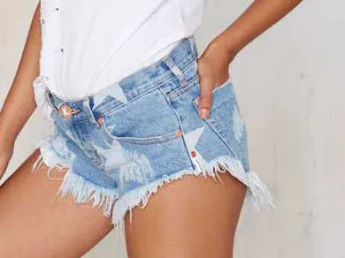 Women's Star Print Tassel Denim Shorts