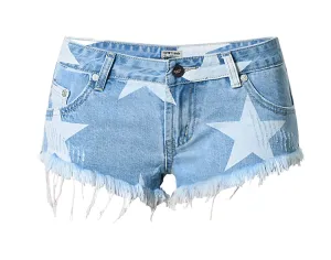 Women's Star Print Tassel Denim Shorts