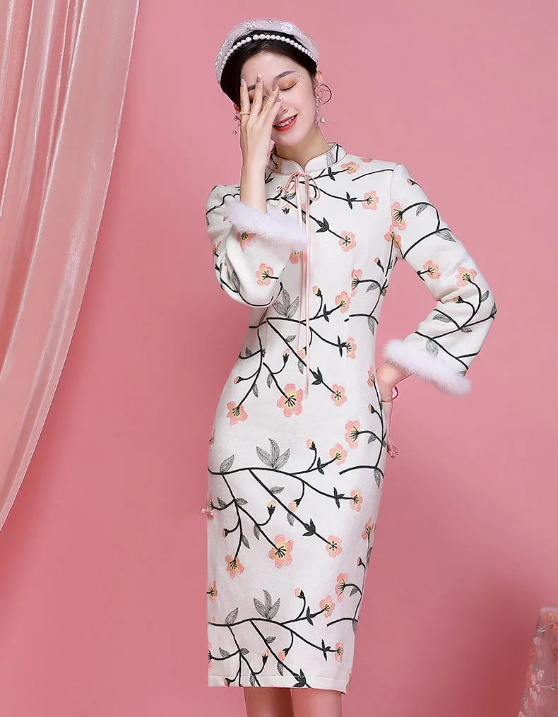Wool Embroidery Qipao Cheongsam