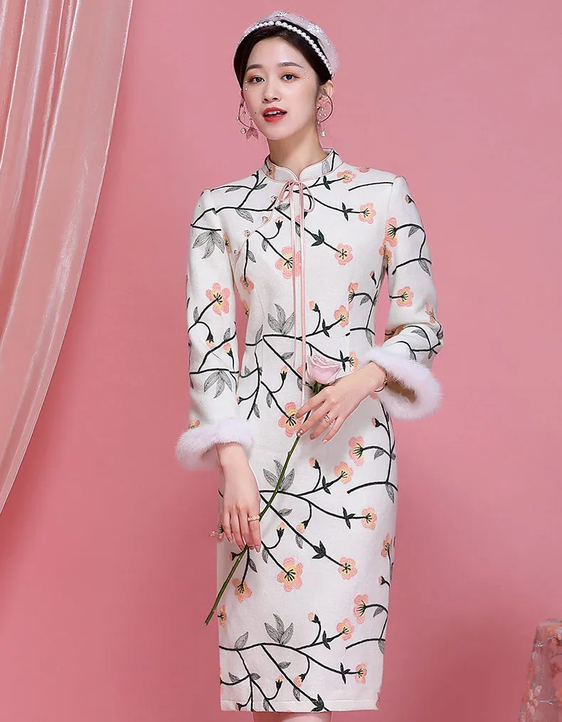 Wool Embroidery Qipao Cheongsam