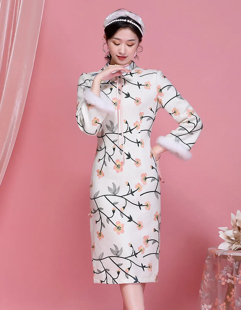 Wool Embroidery Qipao Cheongsam