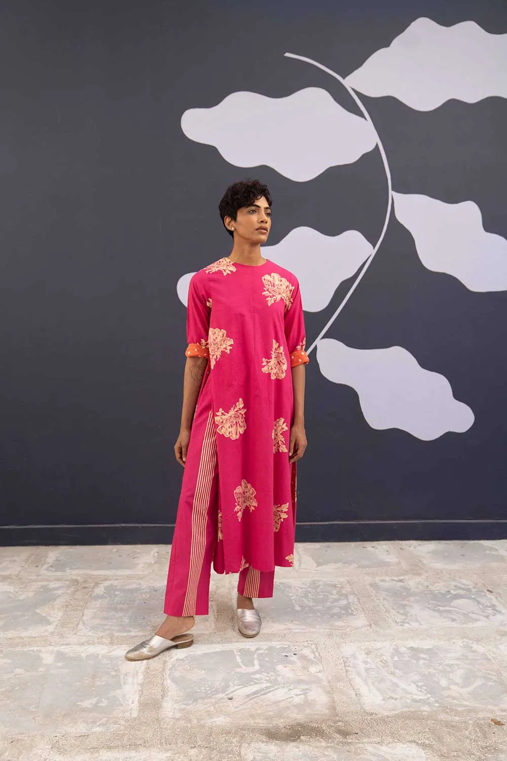 YAM   I   Seville BORA KURTA SET 2  (KURTA & PANTS) COTTON PINK YAMBILLIE05