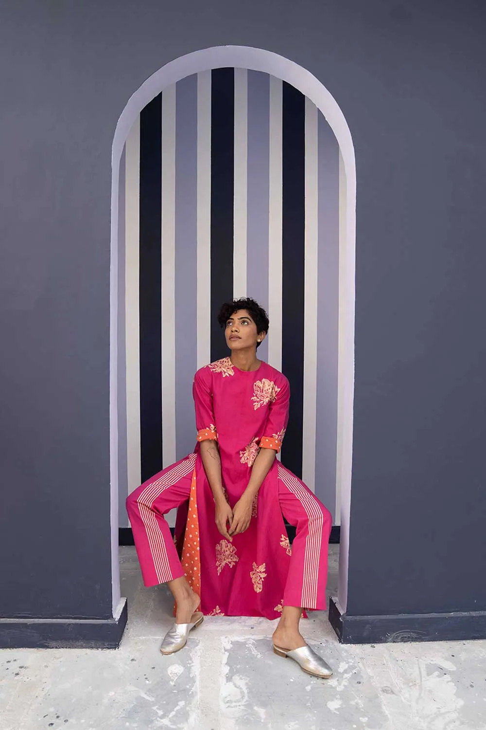 YAM   I   Seville BORA KURTA SET 2  (KURTA & PANTS) COTTON PINK YAMBILLIE05
