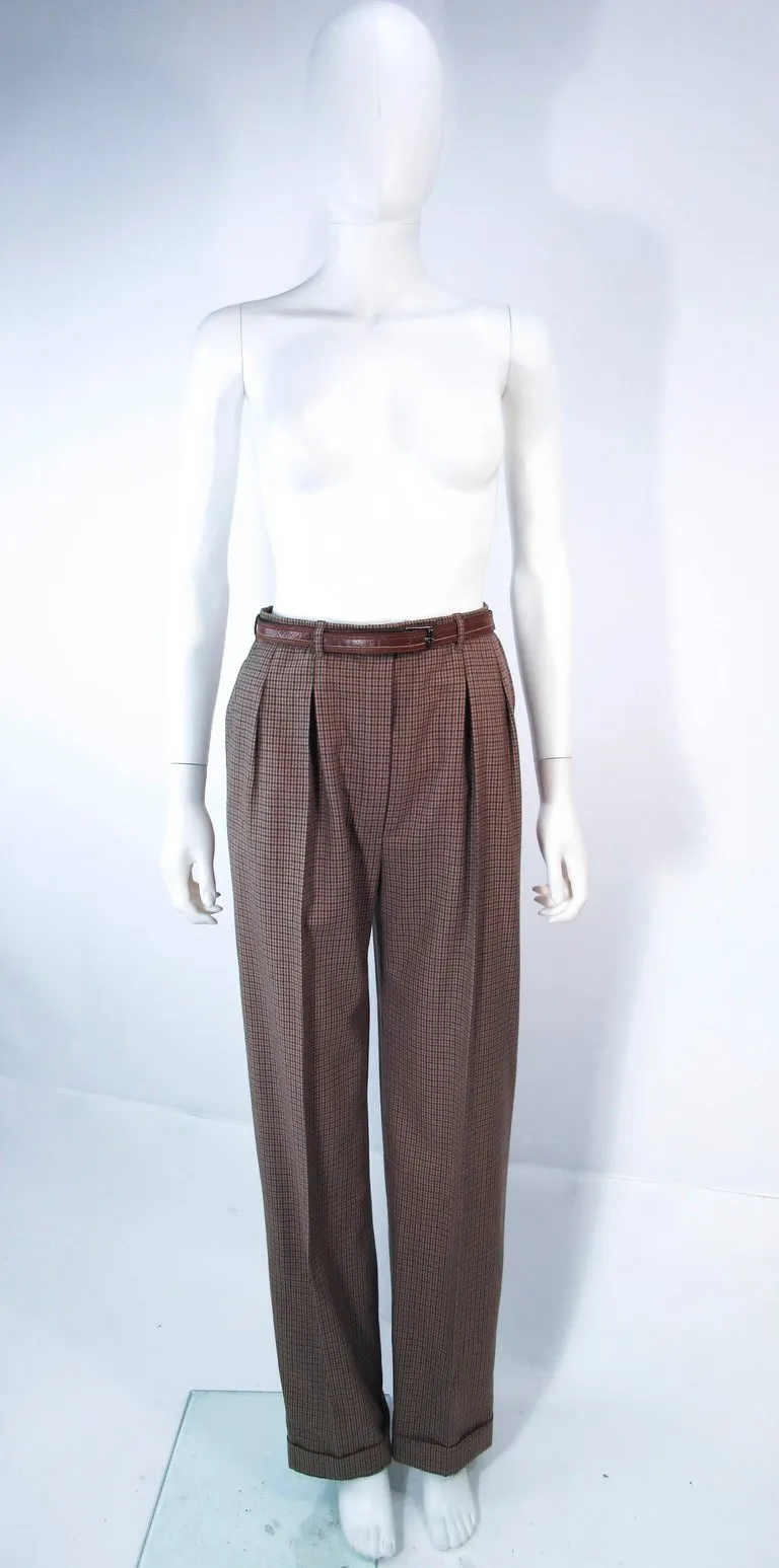 YVES SAINT LAURENT Classic 3 pc Brown Pantsuit with Belt