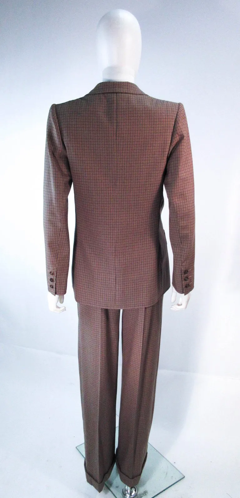 YVES SAINT LAURENT Classic 3 pc Brown Pantsuit with Belt