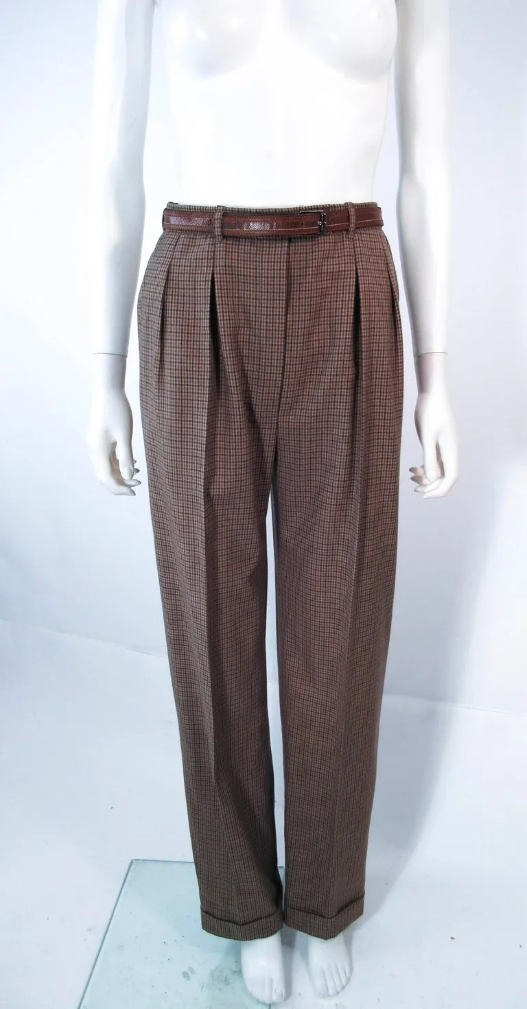 YVES SAINT LAURENT Classic 3 pc Brown Pantsuit with Belt