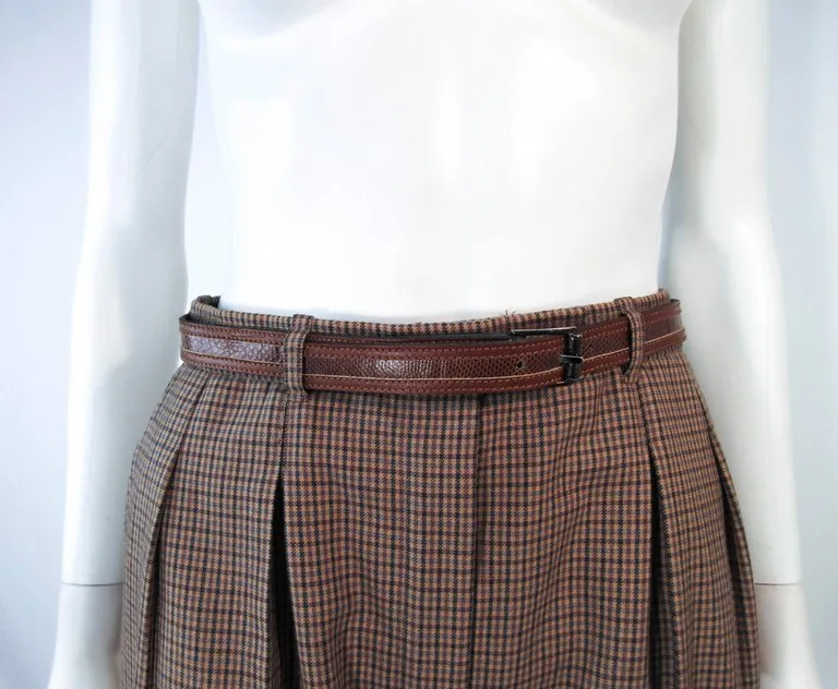YVES SAINT LAURENT Classic 3 pc Brown Pantsuit with Belt