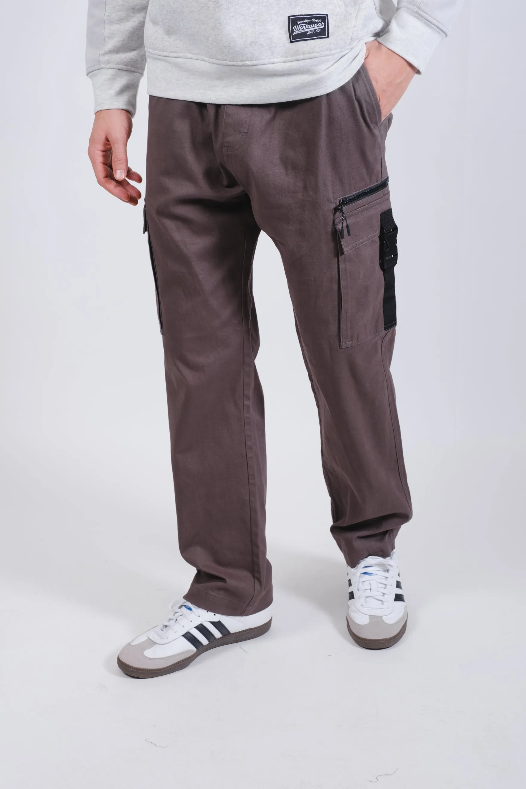 Zip Buckle Pocket Twill Cargo Pant