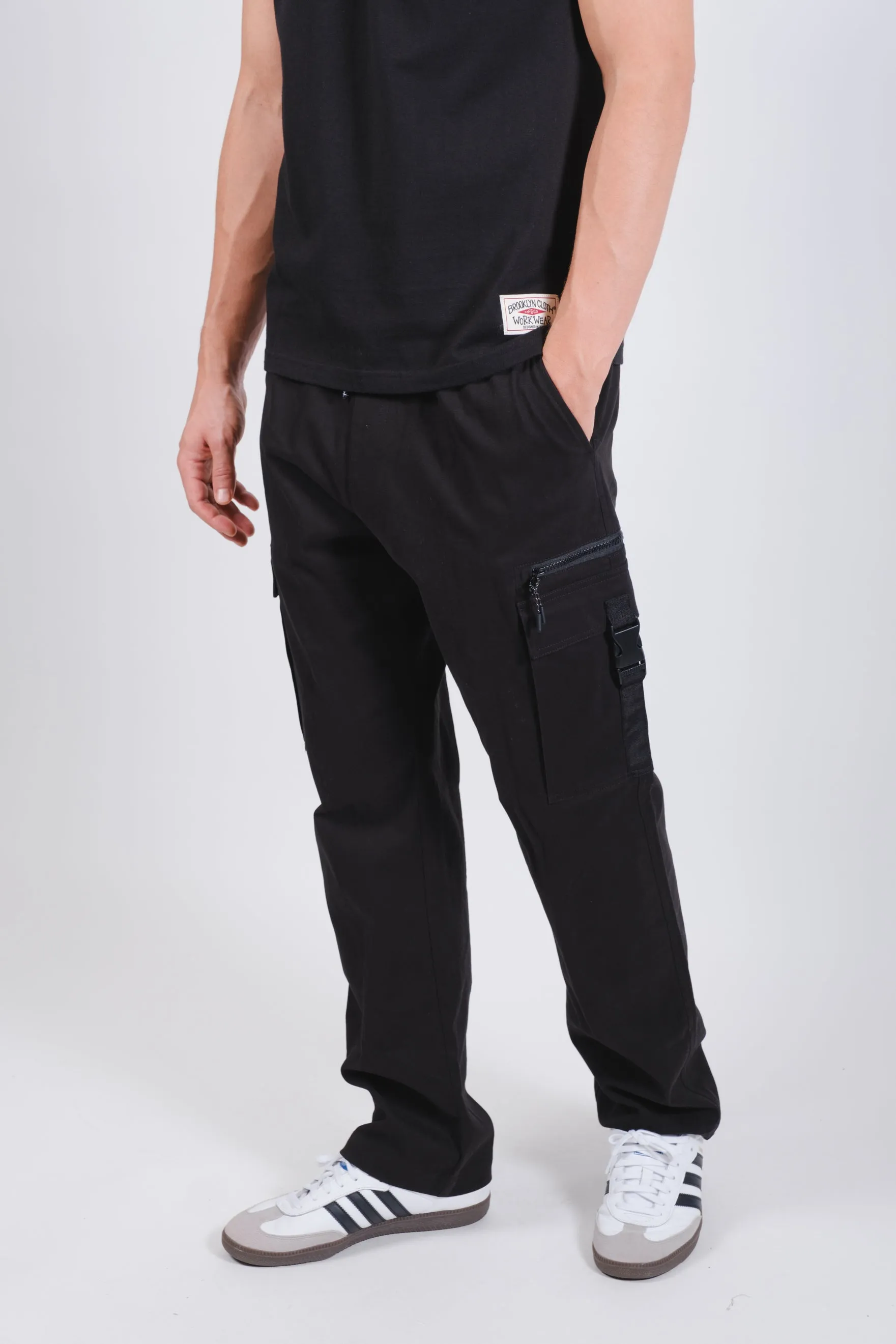 Zip Buckle Pocket Twill Cargo Pant