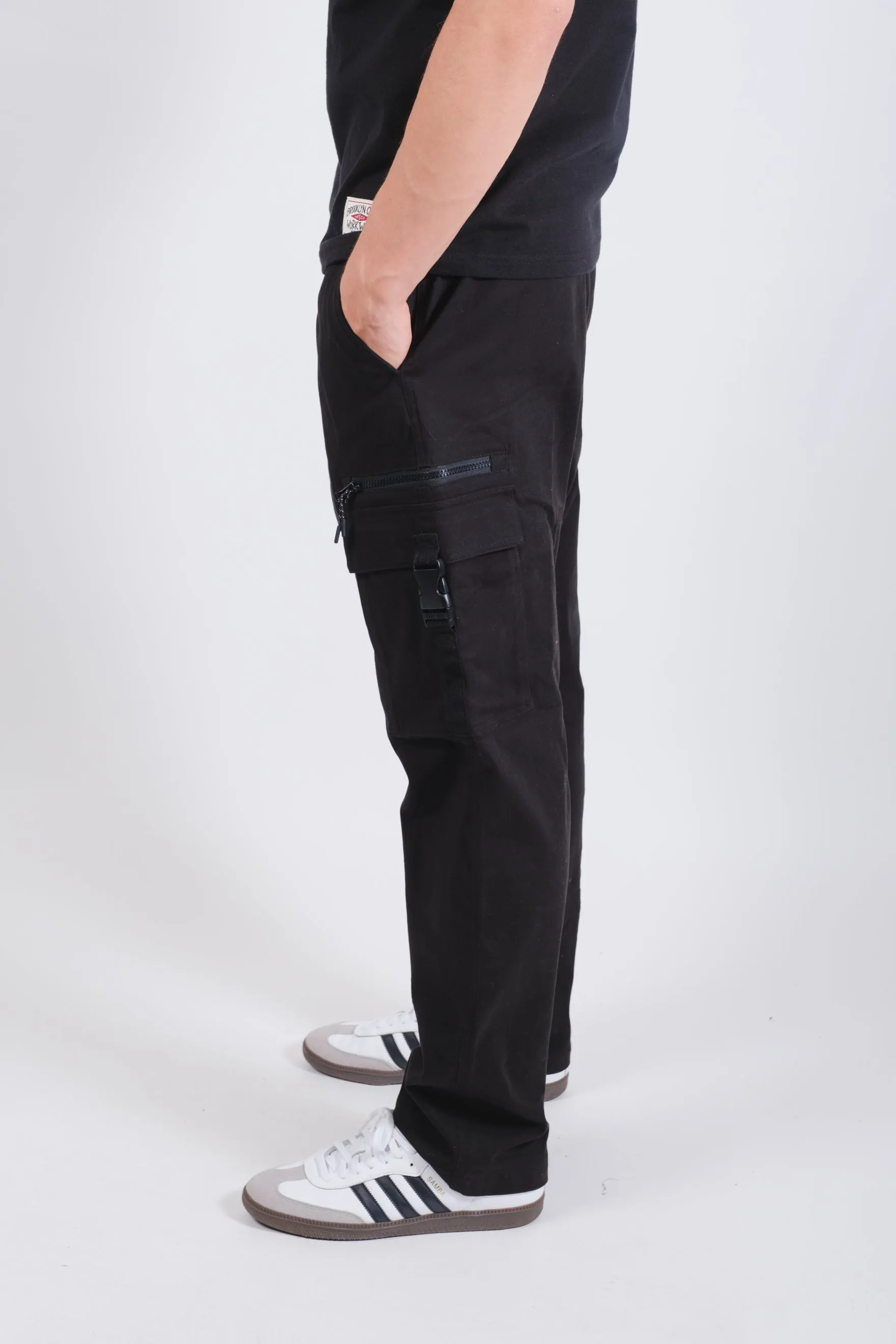 Zip Buckle Pocket Twill Cargo Pant