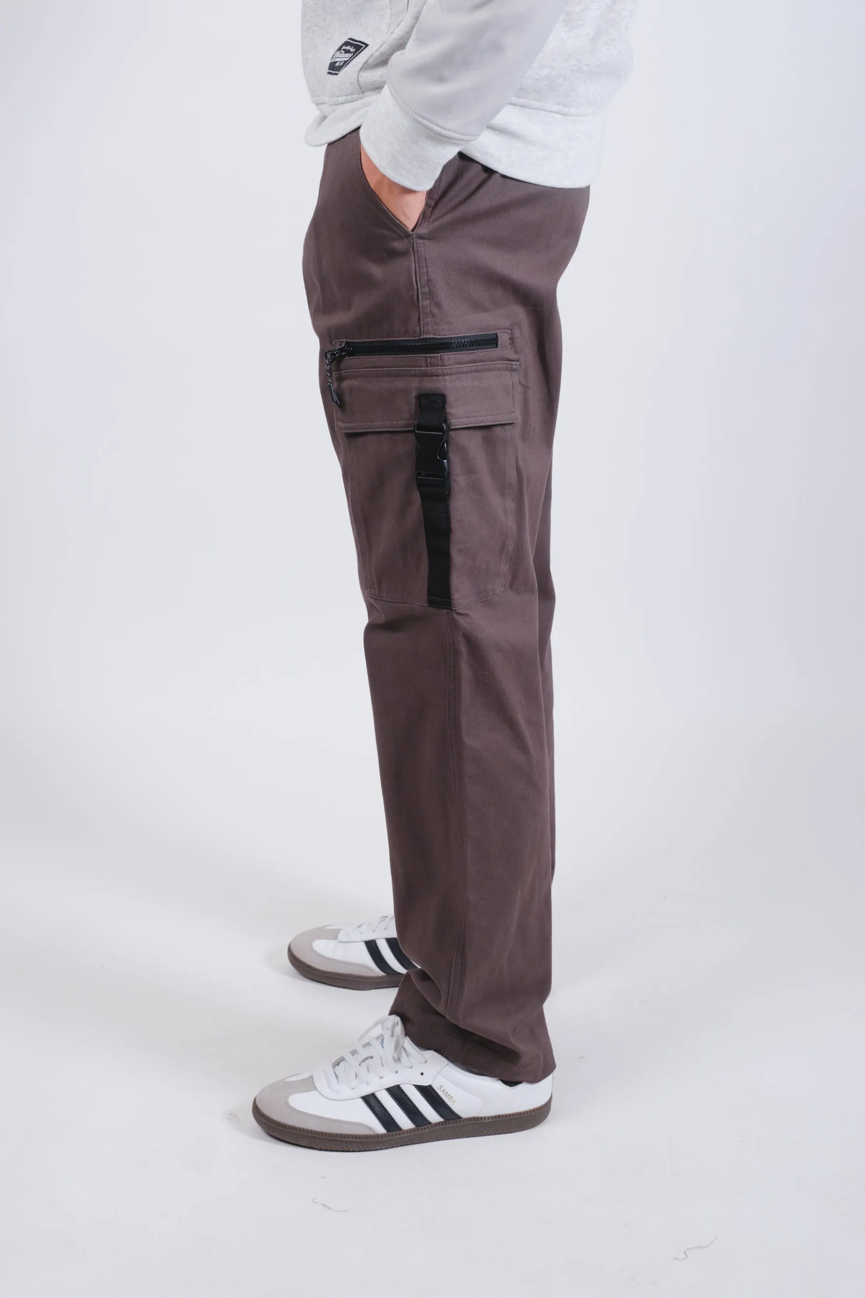 Zip Buckle Pocket Twill Cargo Pant